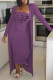 Purple Fashion Casual Print Letter Strapless Long Sleeve Two Pieces