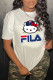 White Fashion Street Print Letter O Neck T-Shirts