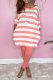 Pink Fashion Casual Striped Print Basic O Neck Short Sleeve Two Pieces