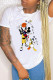 White Fashion Street Character Letter O Neck T-Shirts