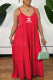 Red Fashion Casual Print Letter Spaghetti Strap Cake Skirt Dresses