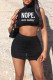 Black Sexy Print Patchwork O Neck Sleeveless Two Pieces