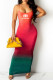 Red Fashion Sexy Gradual Change Letter Spaghetti Strap One Step Skirt Dresses