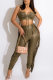 Brown Fashion Sexy Solid Tassel Patchwork Backless Spaghetti Strap Sleeveless Two Pieces