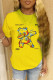 Yellow Fashion Casual Cartoon Print Basic O Neck T-Shirts