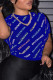 Blue Fashion Casual Print Letter O Neck T-Shirts
