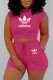 Rose Red Fashion Sportswear Print Letter O Neck Sleeveless Two Pieces