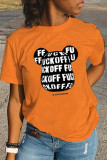 Orange Fashion Casual Cartoon Print Basic O Neck T-Shirts