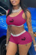 Fuchsia Fashion Simplicity Print Letter U Neck Sleeveless Two Pieces