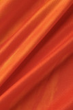 Orange Fashion Sexy Print Bandage Hollowed Out Backless Halter Strapless Dress