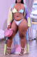 Purple Vacation Patchwork Draw String Tie-dye Swimwears
