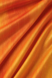 Orange Fashion Sexy Print Bandage Hollowed Out Backless Halter Strapless Dress