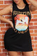 Black Casual Print Patchwork U Neck Vest Dress Dresses