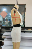 White Fashion Casual Letter Print Patchwork Zipper Collar T-Shirts