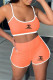 Orange Fashion Casual Print Letter Spaghetti Strap Sleeveless Two Pieces