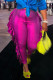 Fuchsia Casual Solid Patchwork Flounce High Waist Pencil Solid Color Bottoms
