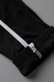 Black Sexy Sportswear Solid Patchwork Zipper Collar Skinny Jumpsuits