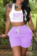 Purple Fashion Casual Letter Print Basic U Neck Sleeveless Two Pieces