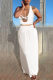 White Fashion Sexy Solid Backless Halter Sleeveless Two Pieces