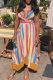 Colour Fashion Sexy Print Tassel Patchwork Backless V Neck Sling Dress