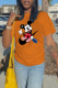 Orange Fashion Street Character Patchwork O Neck T-Shirts