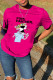 Rose Red Fashion Street Character Letter O Neck T-Shirts