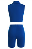 Coffee Fashion Casual Sportswear Solid Patchwork Turtleneck Sleeveless Two Pieces