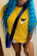 Yellow Fashion Casual Character Patchwork O Neck T-Shirts