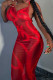 Red Sexy Print Patchwork Spaghetti Strap One Step Skirt Dresses