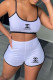 White Fashion Casual Print Letter Spaghetti Strap Sleeveless Two Pieces