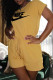 Yellow Fashion Sportswear Print Patchwork O Neck Rompers