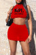 Red Sexy Print Patchwork O Neck Sleeveless Two Pieces