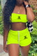 Fluorescent Yellow Fashion Casual Print Patchwork Strapless Sleeveless Two Pieces