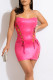 Pink Sexy Solid Bandage Hollowed Out Patchwork Strapless Dresses