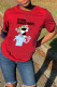 Red Fashion Street Character Letter O Neck T-Shirts