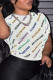 White Fashion Casual Print Letter O Neck T-Shirts