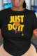Black Fashion Casual Print Letter O Neck T-Shirts