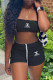 Black Fashion Casual Print Patchwork Strapless Sleeveless Two Pieces