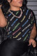 Black Fashion Casual Print Letter O Neck T-Shirts