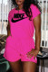 Rose Red Fashion Sportswear Print Patchwork O Neck Rompers