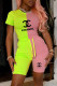 Pink Green Fashion Casual Print Patchwork O Neck Short Sleeve Two Pieces