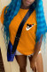 Orange Fashion Casual Character Patchwork O Neck T-Shirts