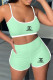 Mint green Fashion Casual Print Letter Spaghetti Strap Sleeveless Two Pieces
