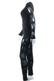 Black Sexy Solid Hollowed Out Patchwork O Neck Skinny Jumpsuits