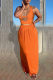 Orange Fashion Sexy Solid Backless Halter Sleeveless Two Pieces