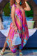 Multicolor Fashion Sexy Casual Print Bandage Backless V Neck Loose Jumpsuits