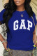Blue Fashion Casual Print Letter O Neck T-Shirts