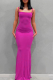 Rose Red Sexy Solid Patchwork Spaghetti Strap Trumpet Mermaid Dresses