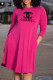 Rose Red Fashion Elegant Print Letter O Neck A Line Dresses