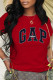 Red Fashion Casual Print Letter O Neck T-Shirts